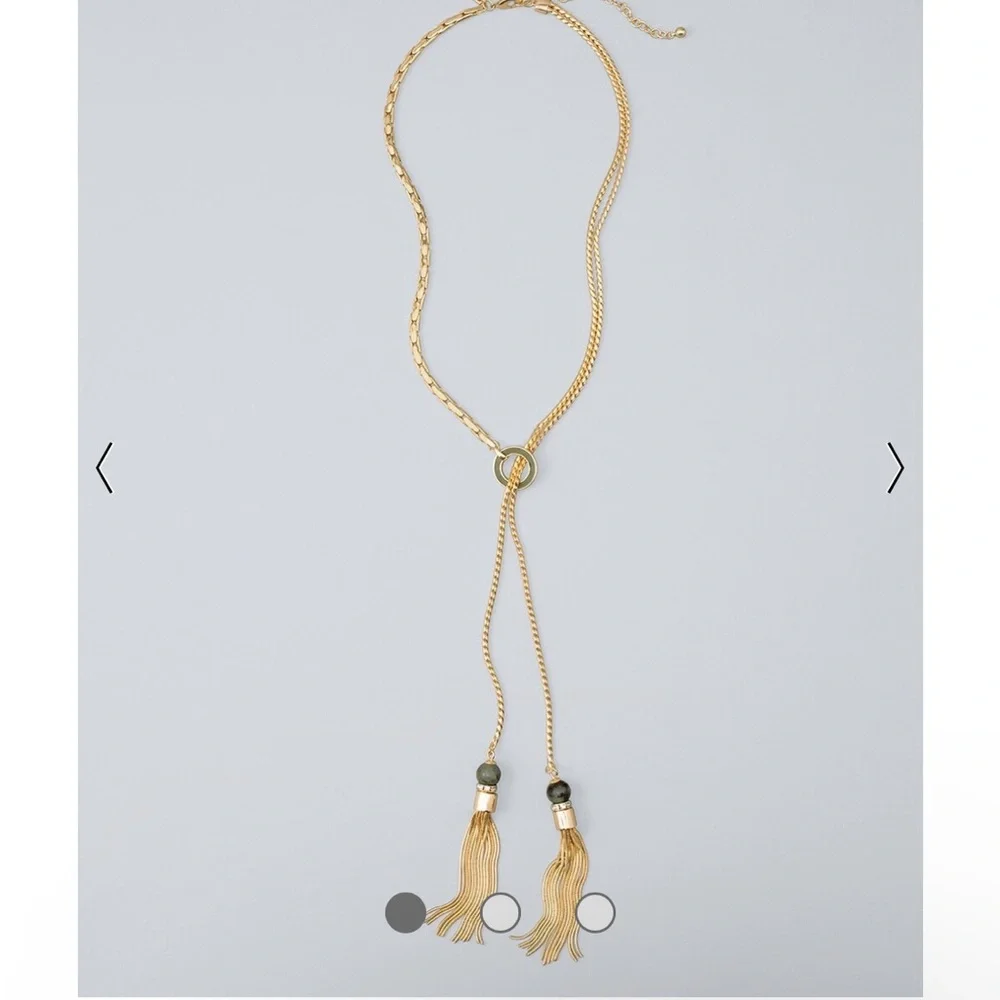 Olive Leather Tassel Pendant Necklace